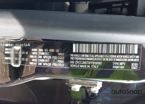 2015 Jeep Renegade Latitude from USA, damaged, VIN ZACCJBBT0FPB58065